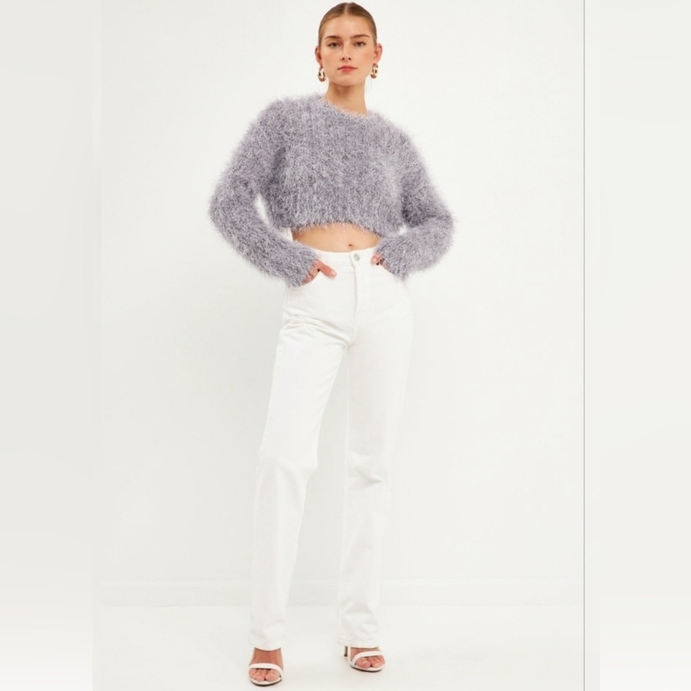 NWT Endless Rose Long Sleeve
Cropped Sweater, Charcoal, Size M